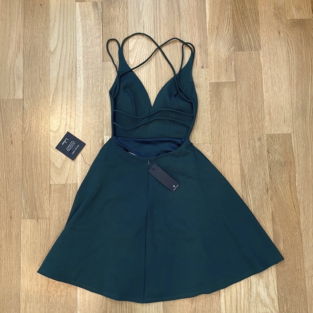 Lulus Forest Green Backless Skater Dress - Picture 3 of 10